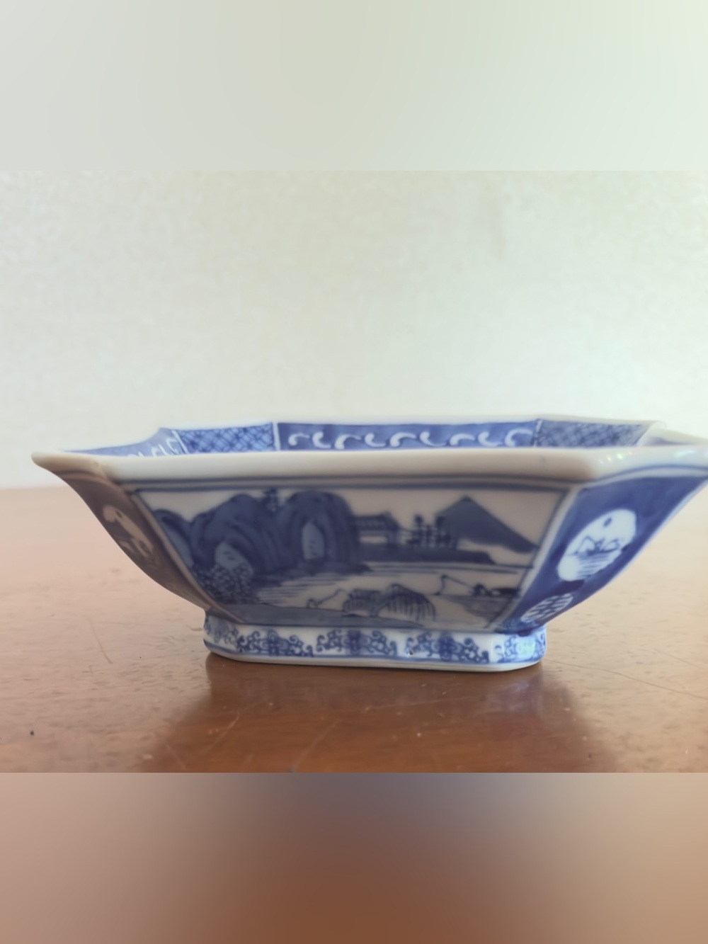 Blue and White Porcelain Decorative Bowl - Classic Scenic Design